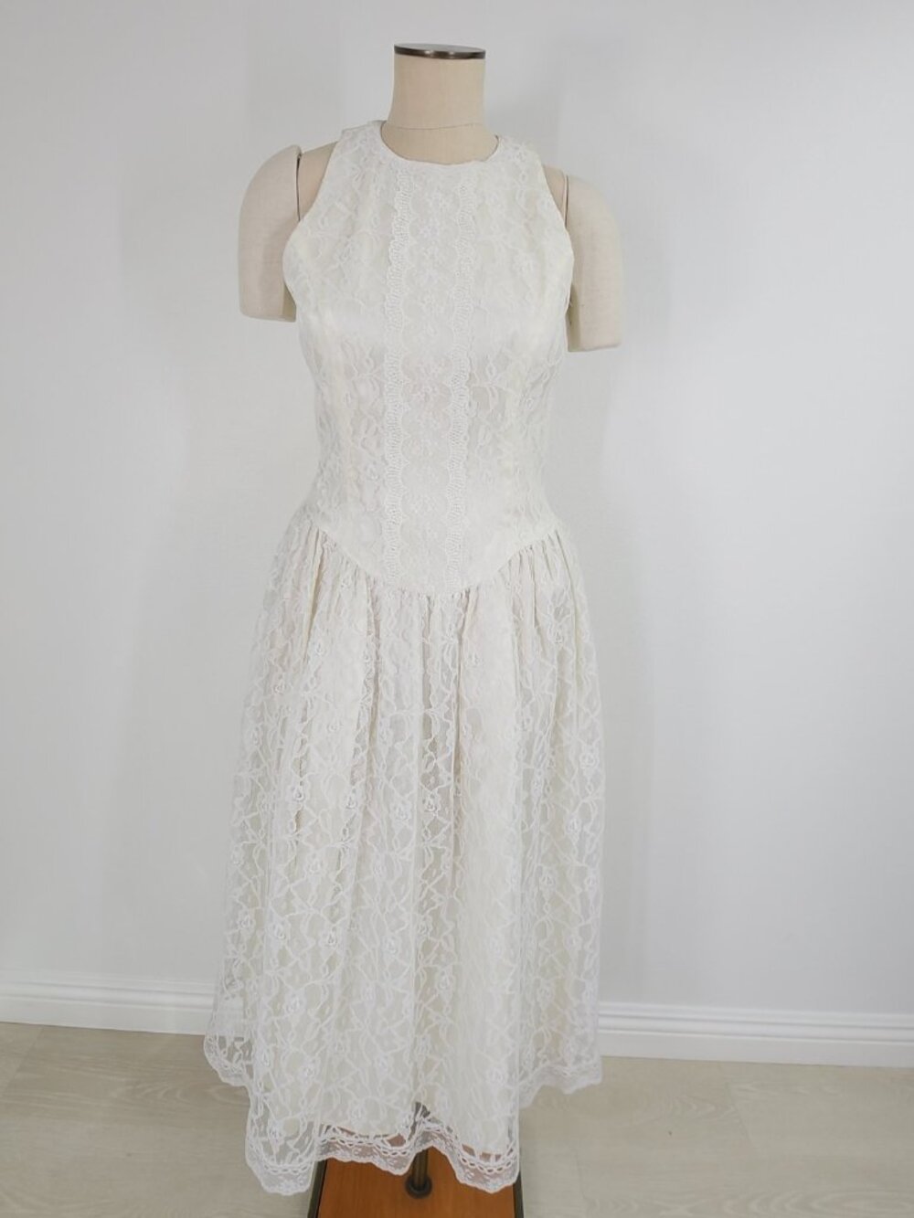 Gunne Sax Jessica McClintock Lace Wedding Rehearsal Dinner Dress Ivory Size 11